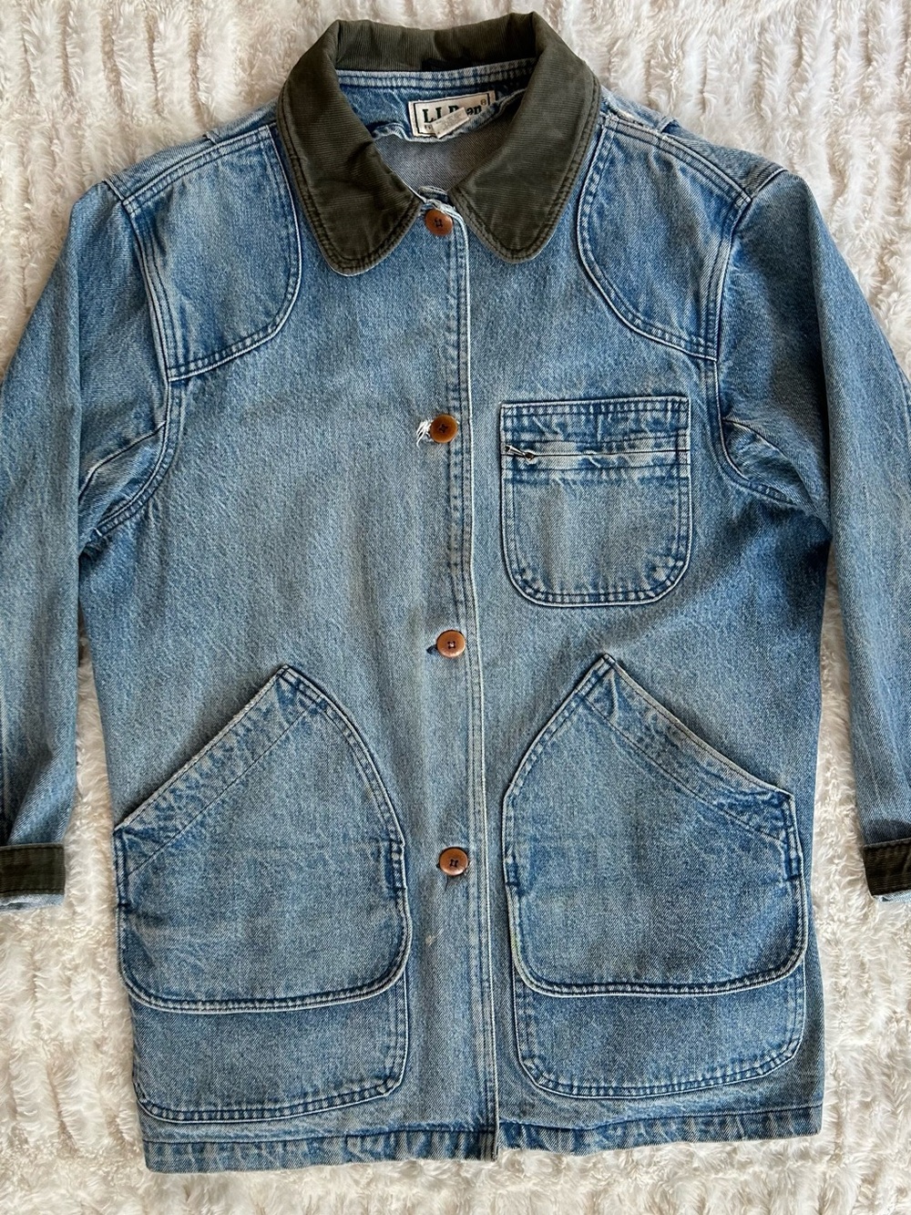 Made in USA LL Bean Vintage Chore Coat Barn Jacket Denim